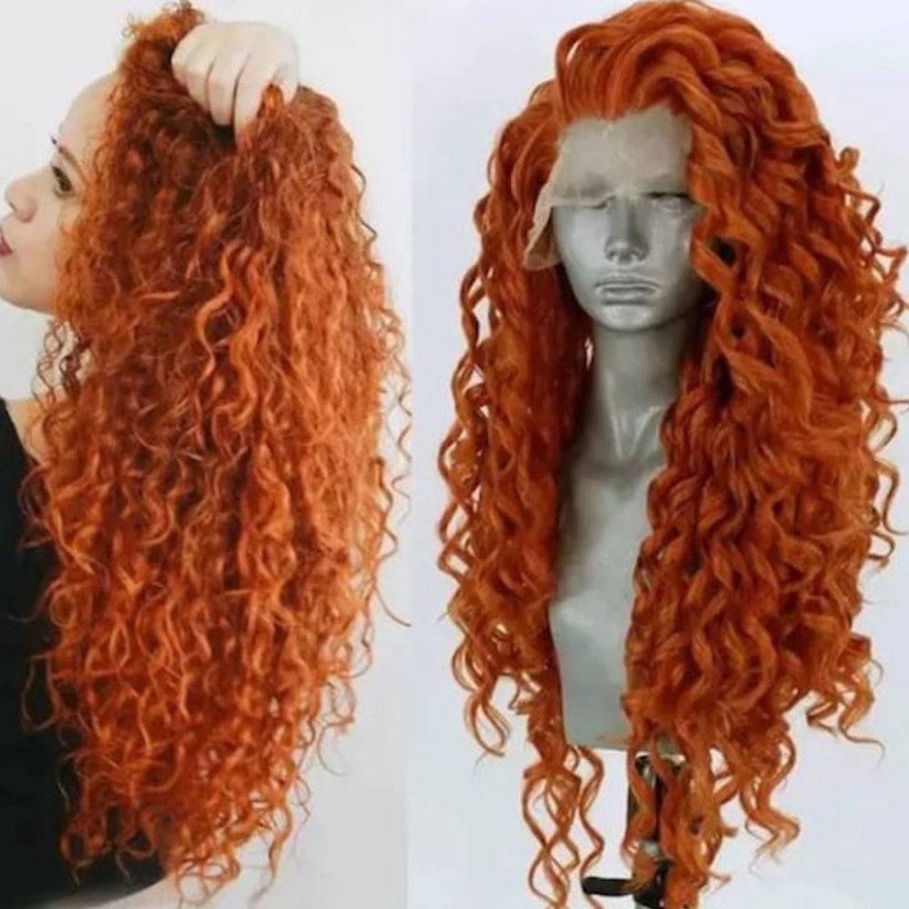 - 💫22” ORANGE CURLY LACE FRONT WIG*NWT*